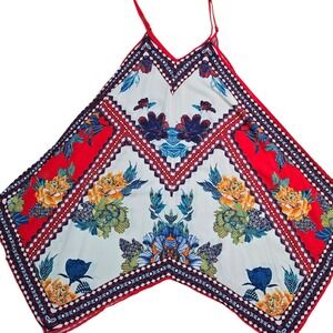Jealous Tomato Handkerchief Hem Camisole Top Tunic Dress Red Blue White Boho Med
